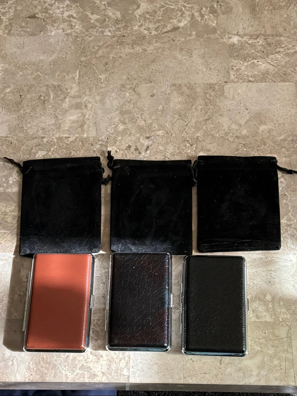 Leather Finish Card Holder Wallets - Black, Brown, Tan